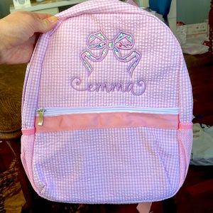 Seersucker Toddler Backpack with Emma Monogram
